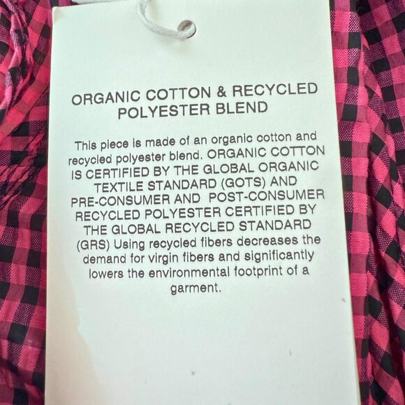 Ganni Pink & Black Gingham Ruffle Blouse NWT Size 38 - Picture 10 of 11